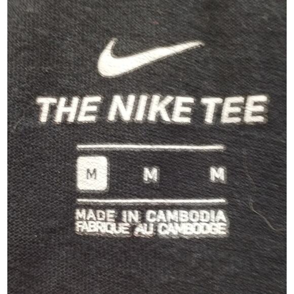 Nike Women's Size Medium Black Worldwide Globe Graphic Swoosh Tee T-Shirt - Picture 6 of 8